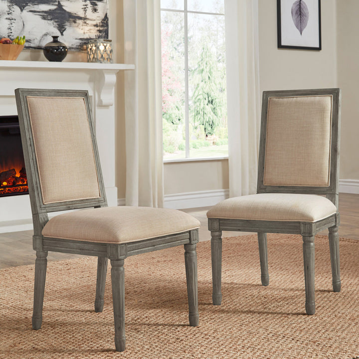 Libretto Solid Wood Side Chair (Set of 2) Kelly Clarkson Home Upholstery Color: Beige, Leg Color: Antique Gray Oak