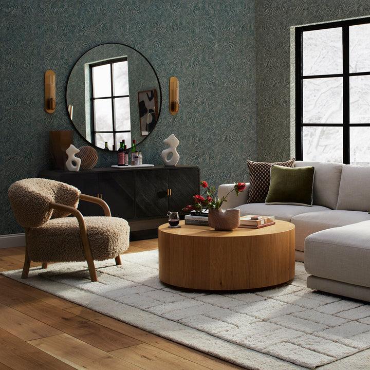 Sabine Metal Round Wall Mirror RE/FINE™ Size: 45" x 45" Finish: Black