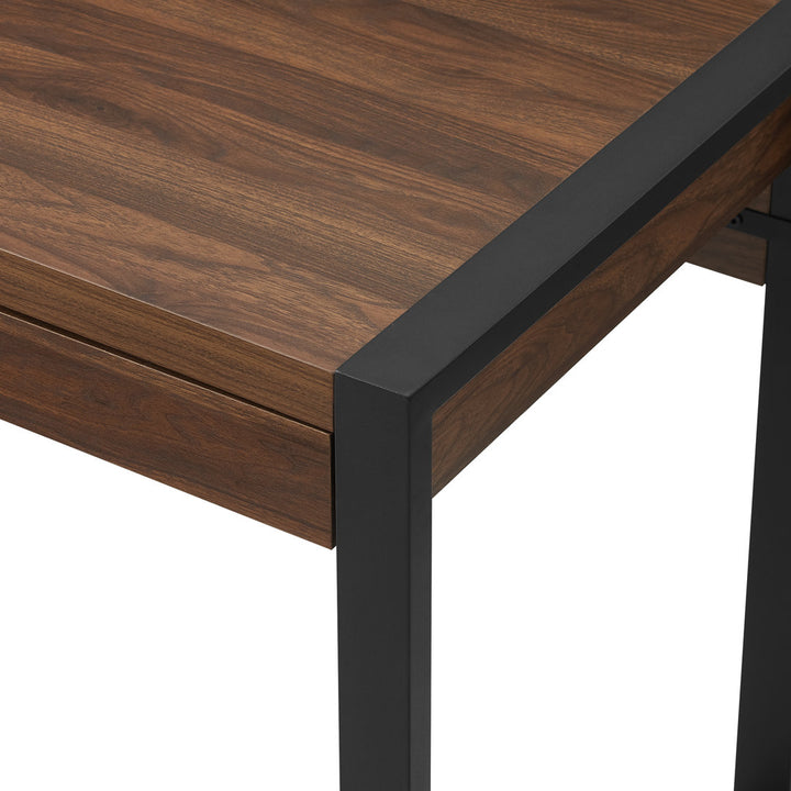 Aalyssa 1-Drawer Desk with USB Port Wade Logan® Color (Top/Frame): Dark Walnut/Black