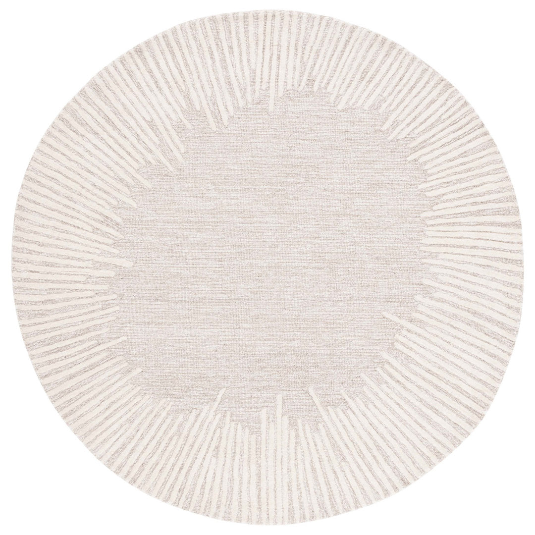 Antonyio Abstract Handmade Tufted Area Rug in Natural/Ivory Wade Logan® Rug Size: Round 10'