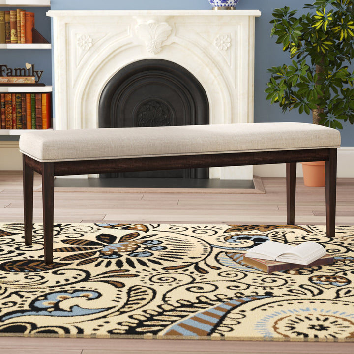 Lancaster Solid Wood Bench Three Posts™ Upholstery Color: Beige