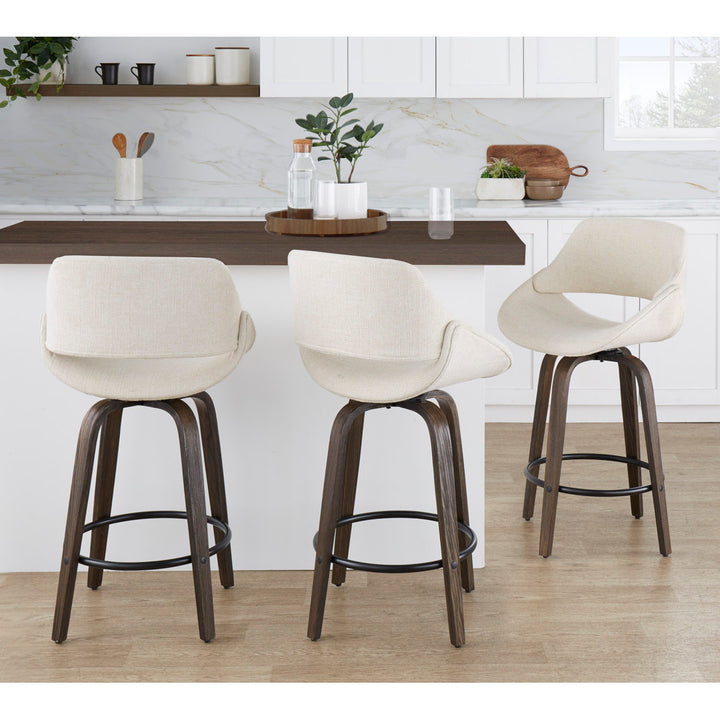 Lakyia Upholstered Bar & Counter Stool with Round Footrest George Oliver Upholstery: Cream, Seat Height: Counter Stool (26" Seat Height)