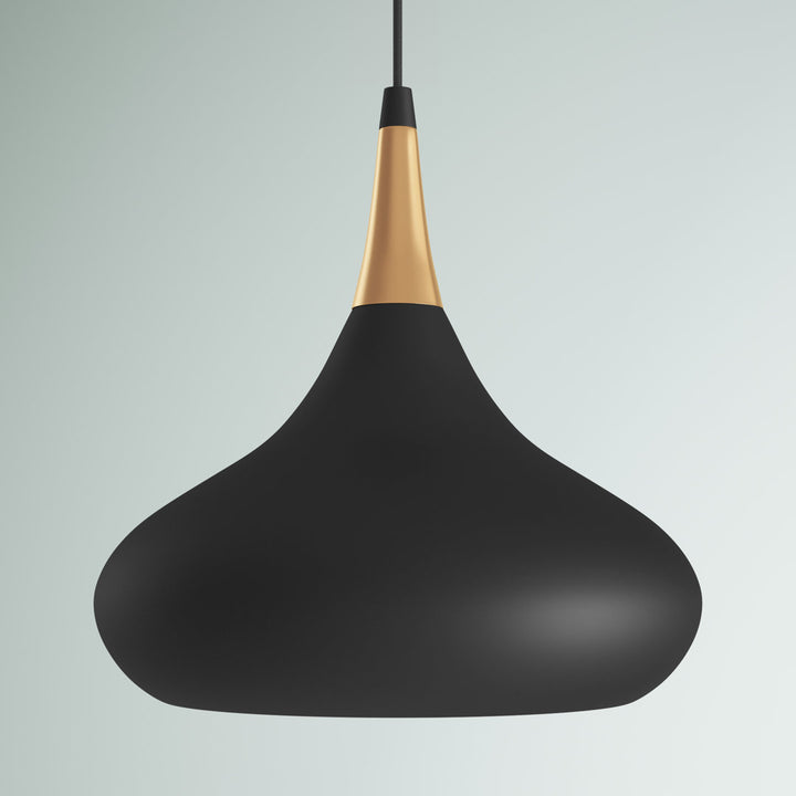 Braylon 1 - Light Single Teardrop Pendant Mercury Row® Size: 14" H x 14" W x 14" D Finish: Matte Black/Burnished Brass