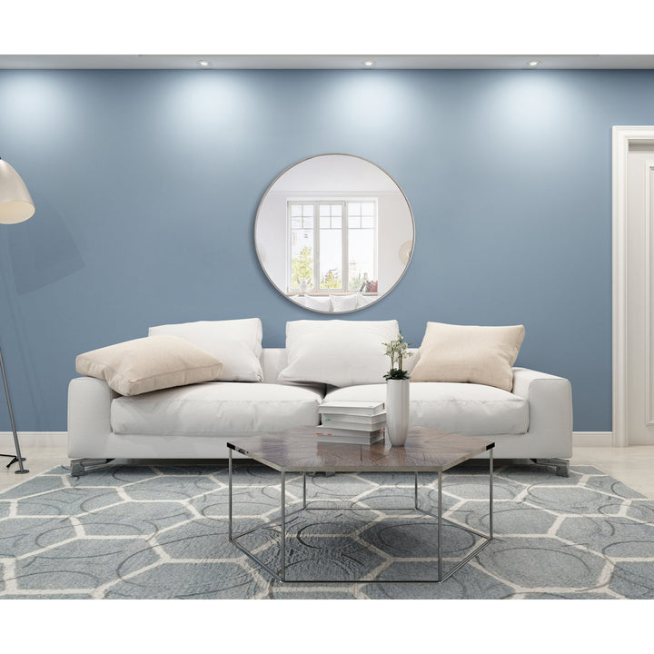 Sabine Metal Round Wall Mirror RE/FINE™ Size: 21" x 21" Finish: Silver