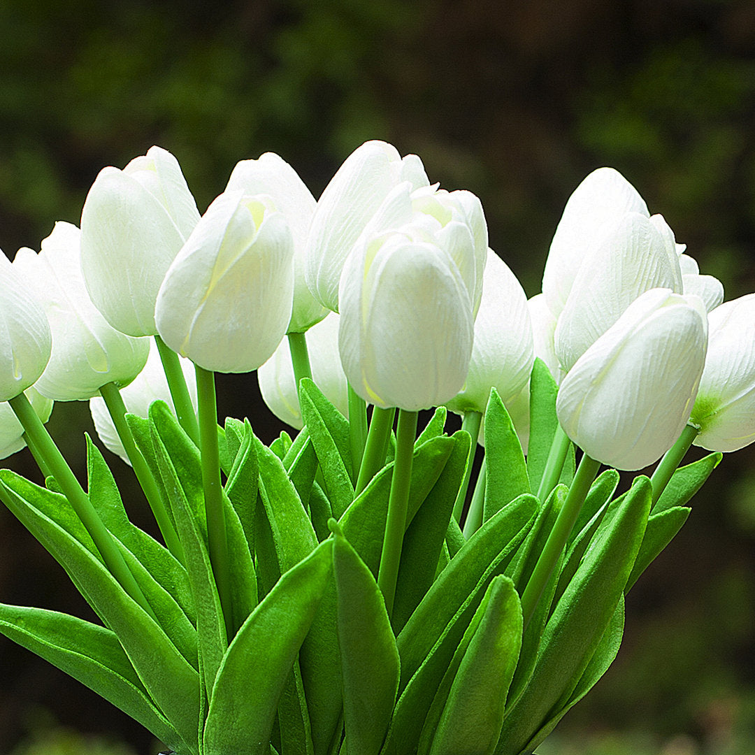 Real Touch Flower Tulips Centerpiece in Vase Primrue Flower Color: White