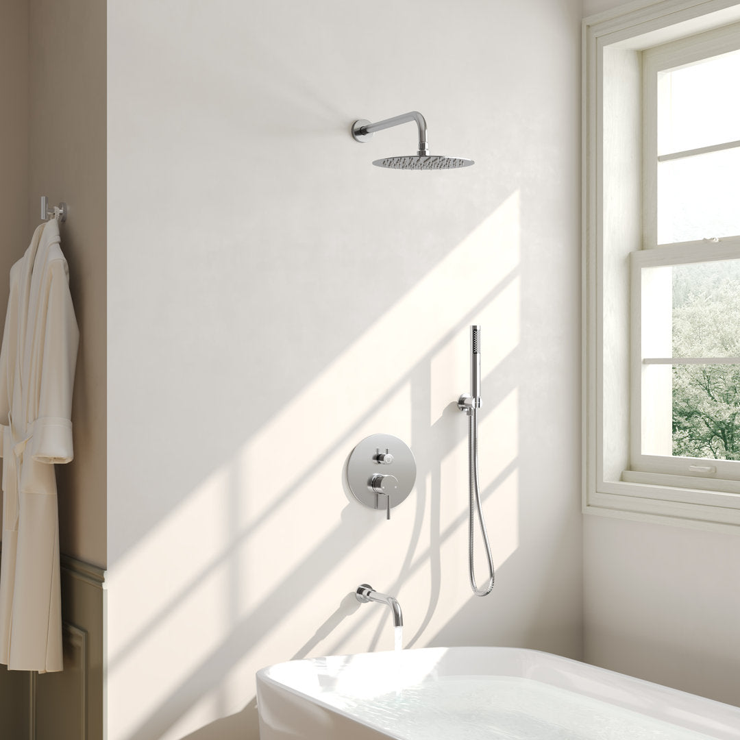 10" High-Pressure Wall Mount Rainfall Tub And Shower Faucet with Rough-in Valve EVERSTEIN Finish: Chrome