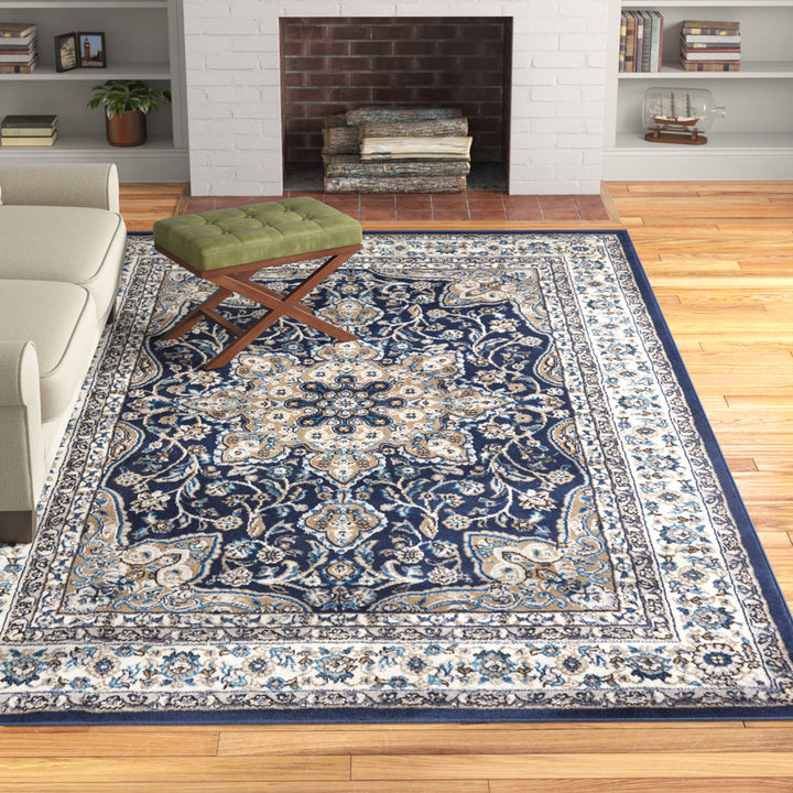 Mountview Oriental Area Rug in Navy/Ivory/Beige Andover Mills™ Rug Size: Rectangle 5'2" x 7'2"