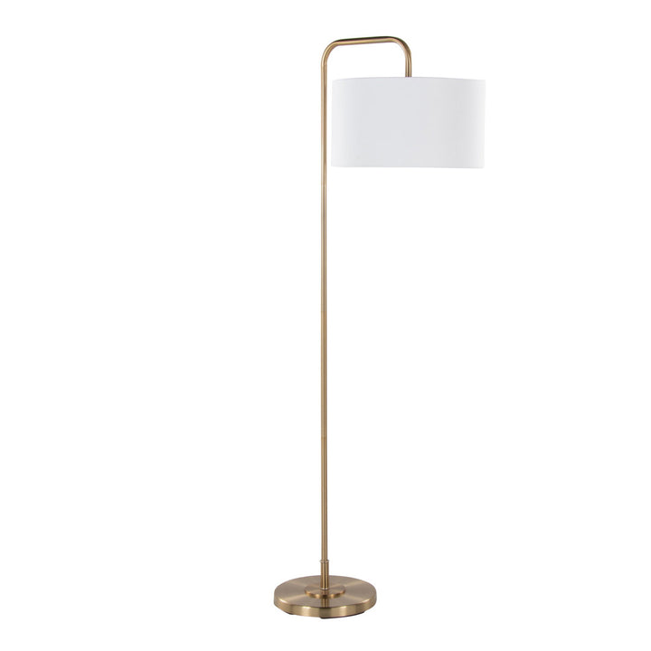 Batesville 63.75" Arched Floor Lamp Wade Logan® Base Finish: Plated Gold/Off-White Linen