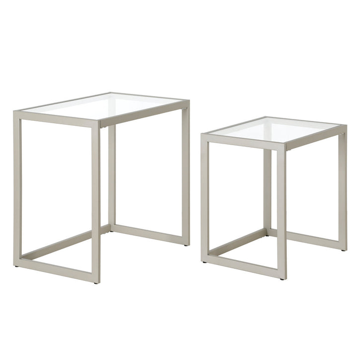 Rocco Glass Frame Nesting End Table Everly Quinn Table Base Color: Satin Nickel