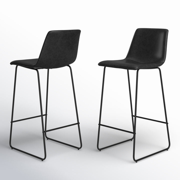 Liekele Upholstered Counter Height Modern Dining Stools by Flash Furniture (Set of 2) Ivy Bronx Seat Height: Bar Stool ( 30” Seat Height), Upholstery: Gray Faux Leather