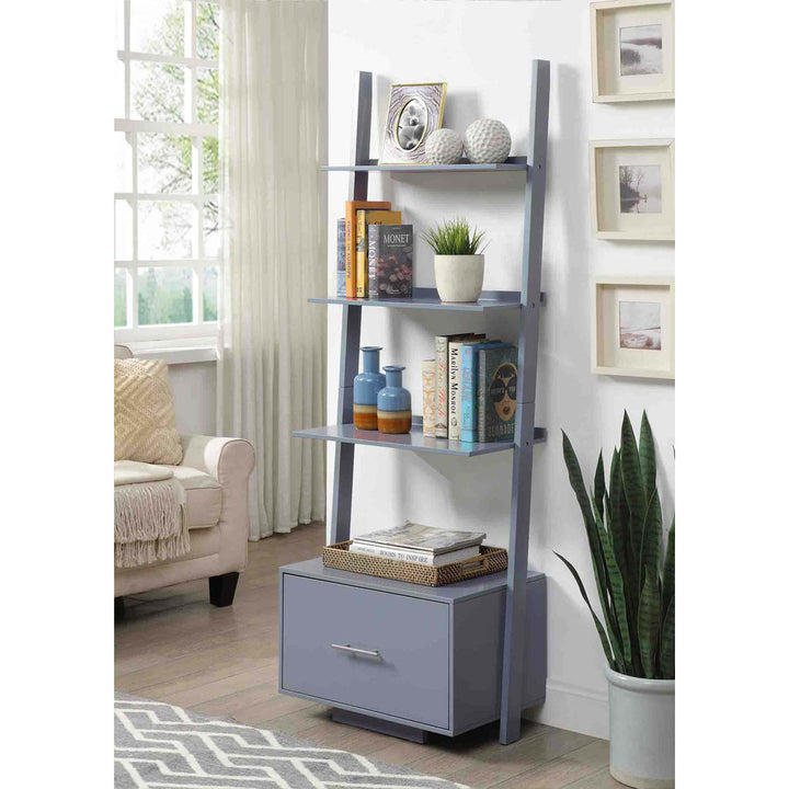 69'' H x 24.75'' W Solid Wood Ladder Bookcase Ebern Designs Color: Gray