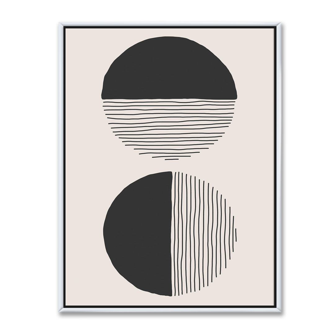 Minimal Geometric Lines and Circle IV - Floater Frame Print on Canvas East Urban Home Size: 40'' H x 30'' W x 1.5'' D Format: White Framed Canvas