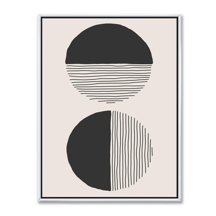 Minimal Geometric Lines and Circle IV - Floater Frame Print on Canvas East Urban Home Size: 40'' H x 30'' W x 1.5'' D Format: White Framed Canvas