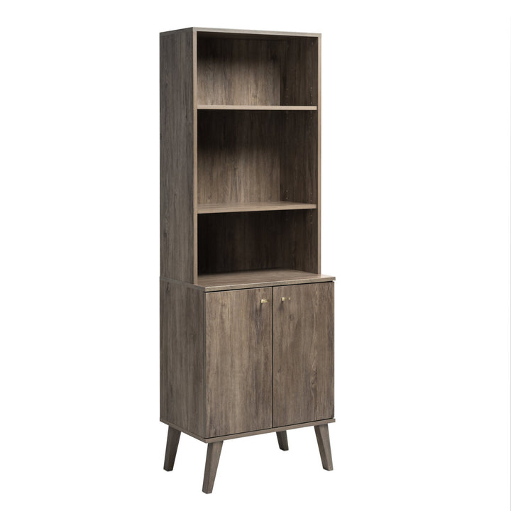 Guthmar Mid-Century Modern Tall Bookcase With Adjustable Shelves George Oliver Color: Drifted Gray
