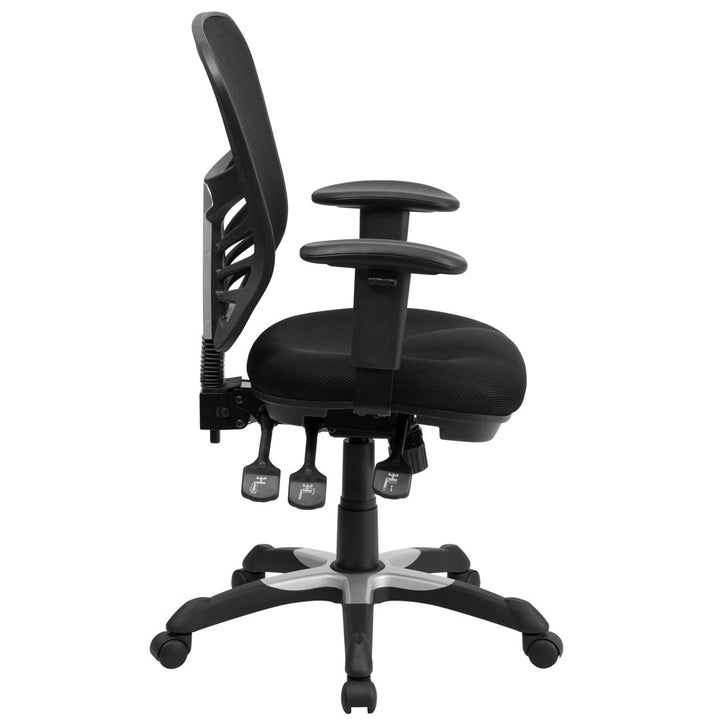 Siyer Mid-Back Mesh Ergonomic Office Chair with Adjustable Arms by Flash Furniture Flash Furniture Frame Color: White, Upholstery Color: Black