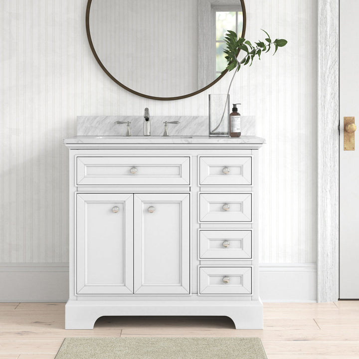 Amiri 37" Single Bathroom Vanity Set Birch Lane™ Base Finish: White