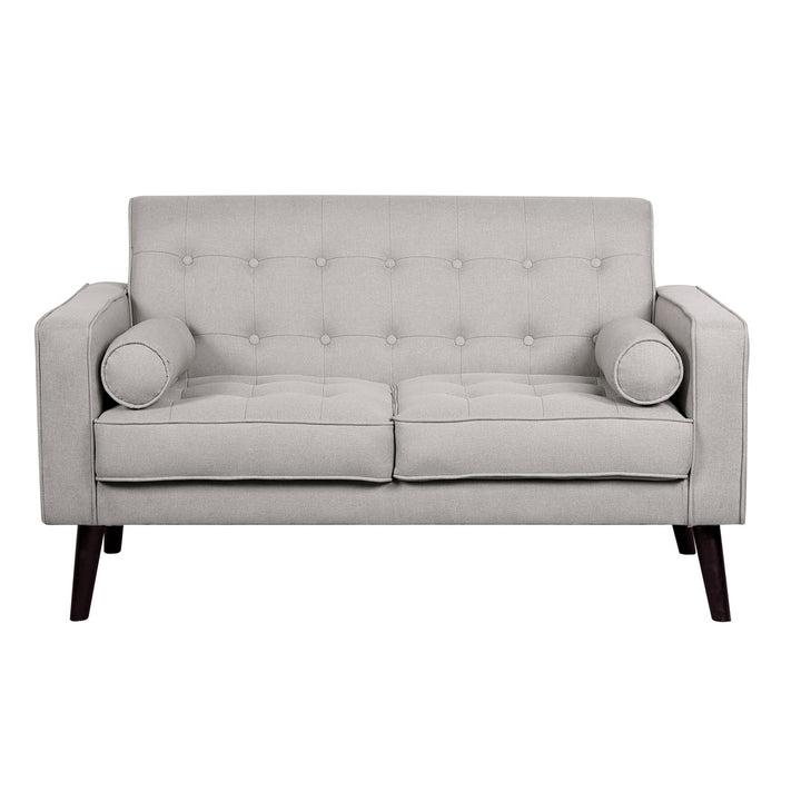 Benayah 56.3" Linen Square Arm Loveseat George Oliver Upholstery: Beige/Light Gray