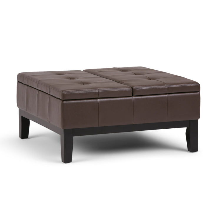 Dover Square Coffee Table Storage Ottoman,Assembled Simpli Home Fabric: Chocolate Brown