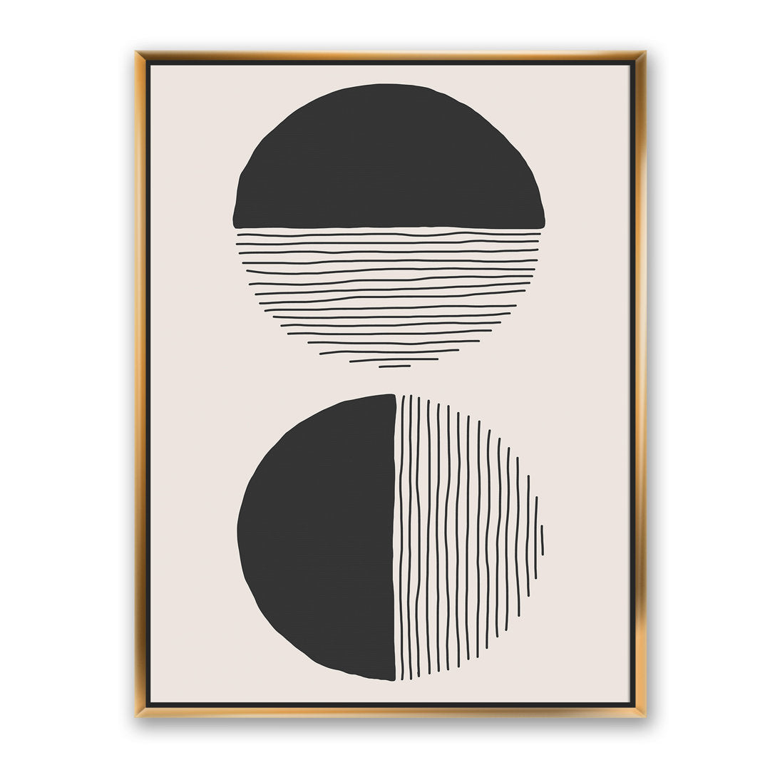 Minimal Geometric Lines and Circle IV - Floater Frame Print on Canvas East Urban Home Size: 46'' H x 36'' W x 1.5'' D Format: Gold Framed Canvas
