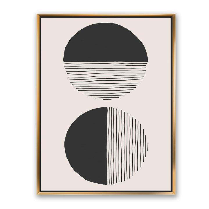 Minimal Geometric Lines and Circle IV - Floater Frame Print on Canvas East Urban Home Size: 46'' H x 36'' W x 1.5'' D Format: Gold Framed Canvas