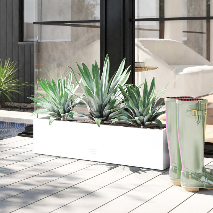 Block Series Railing Window Box Planter Veradek Color: White