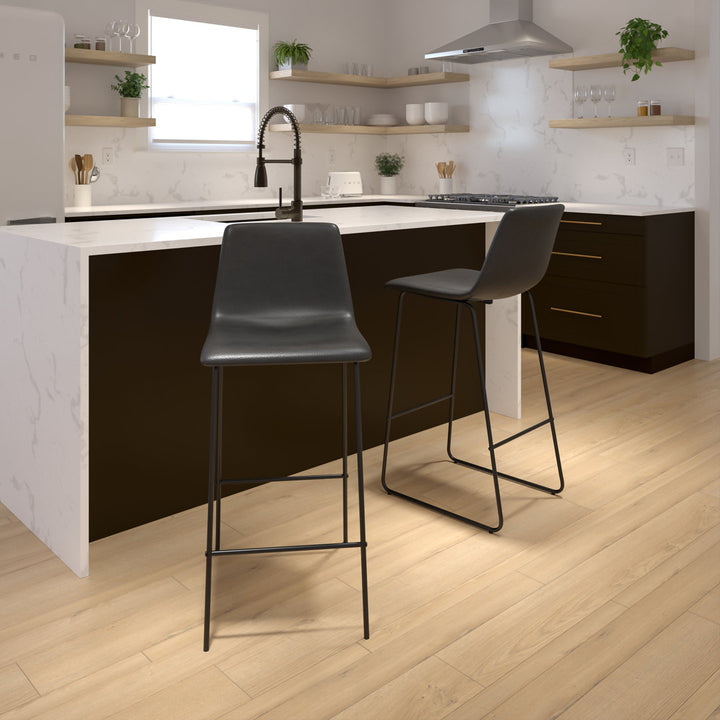 Liekele Upholstered Counter Height Modern Dining Stools by Flash Furniture (Set of 2) Ivy Bronx Seat Height: Bar Stool ( 30” Seat Height), Upholstery: Gray Faux Leather