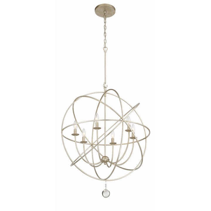 Jayden 6 - Light Statement Globe Chandelier with Hand Blown Glass Accents Greyleigh™ Size: 123.5" H x 28.5" W x 28.5" D Finish: Olde Silver