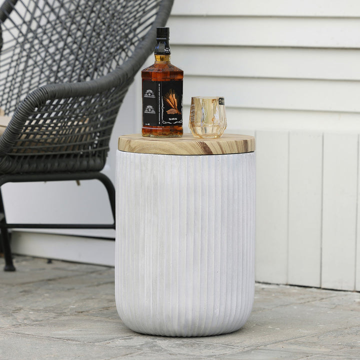 Tommen Cement Outdoor Side, End Table with Storage, Outdoor Accent Table, Housewarming Gifts Ivy Bronx
