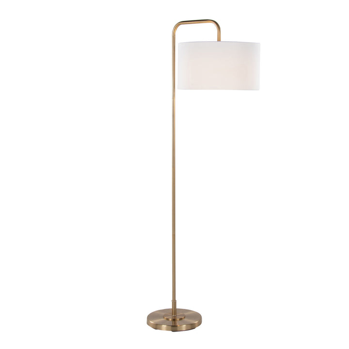 Batesville 63.75" Arched Floor Lamp Wade Logan® Base Finish: Plated Gold/Off-White Linen