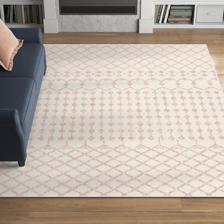 Amilla Geometric Pale Pink/Cream Area Rug Langley Street® Rug Size: Rectangle 7'10" x 10'2"
