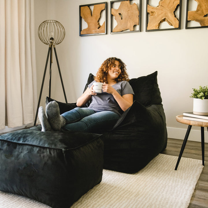 Big Joe Imperial Bean Bag Lounger Big Joe Fabric: Black Plush 100% Polyester