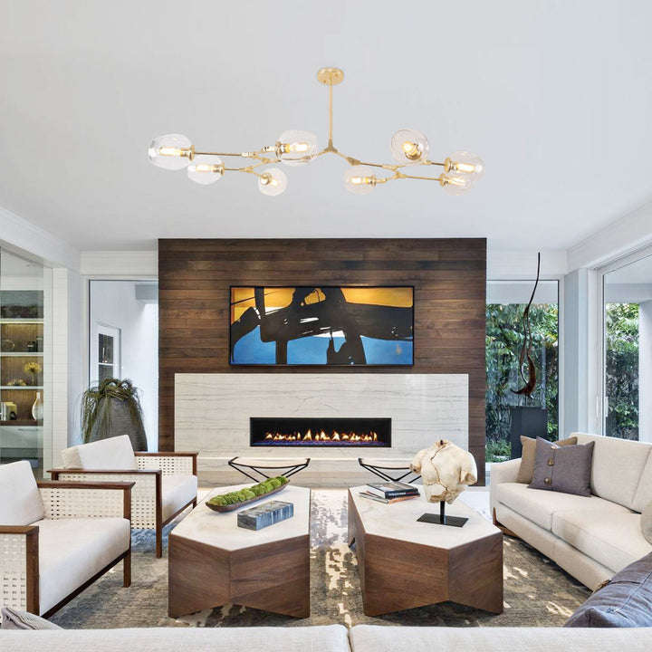 Pendent 8 - Light Sputnik Modern Linear Chandelier George Oliver Shade Color: Transparent Finish: Gold