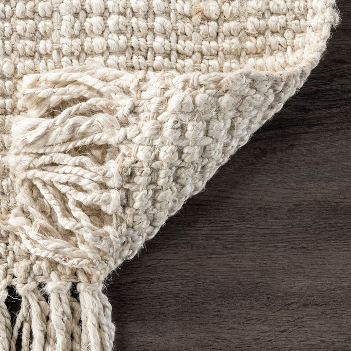 Karmine Jute Runner Rug for Dining Room Living Room Entryway Hallway Kitchen, Off White Langley Street® Rug Size: Round 4'