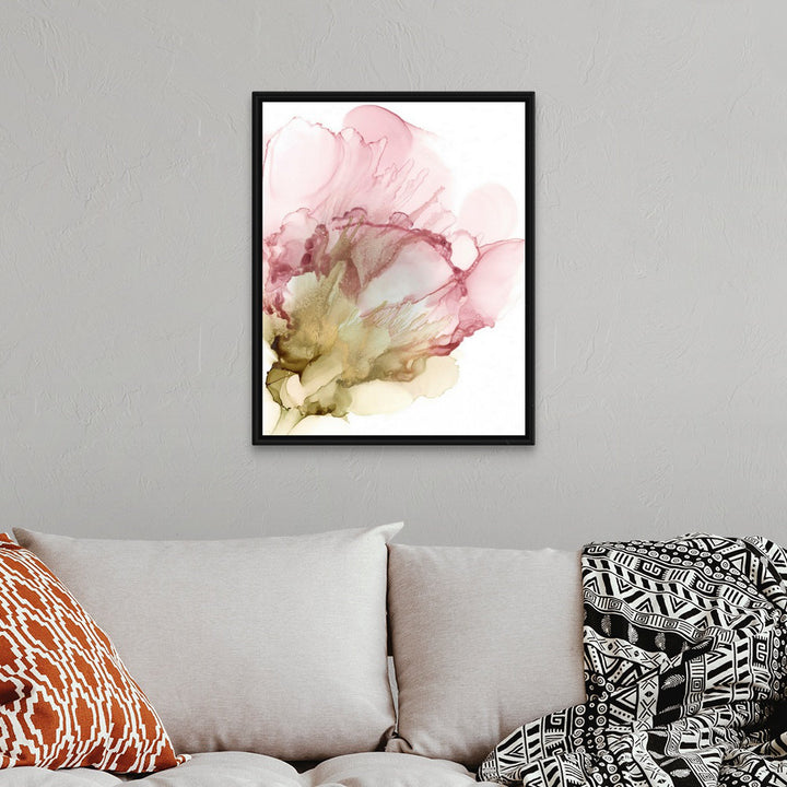 'Flowering Pink II' by Jennifer Goldberger - Painting Print on Canvas Latitude Run® Size: 32" H x 26" W x 1.75" D Format: Black Floater Framed