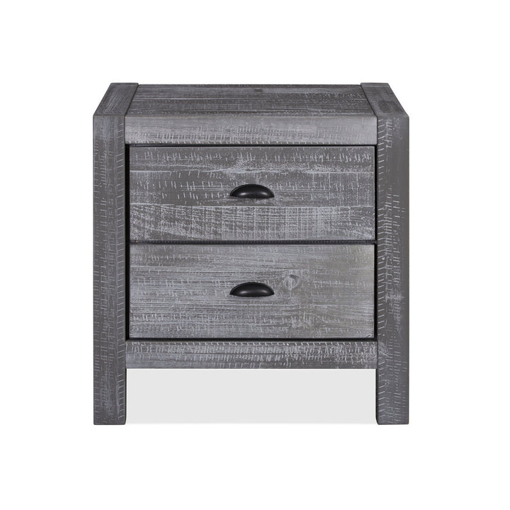 Montauk 2 Drawer Nightstand Grain Wood Furniture Color: Rustic Gray