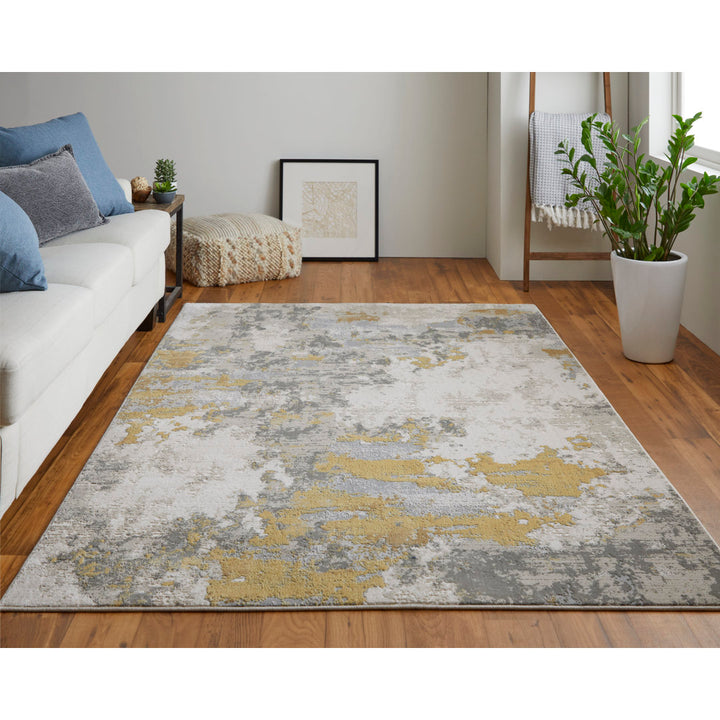 Annya Modern Abstract Power Loom Gold/Birch Rug Lark Manor™ Rug Size: Rectangle 8' x 11'