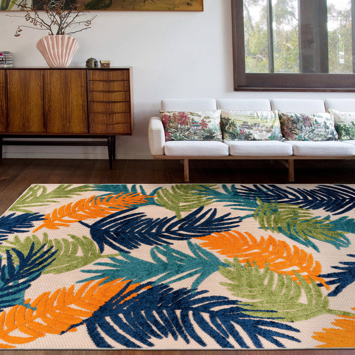Hernandez Floral Blue/Green/Orange Indoor & Outdoor Area Rug Beachcrest Home™ Rug Size: Rectangle 7'10" x 10'