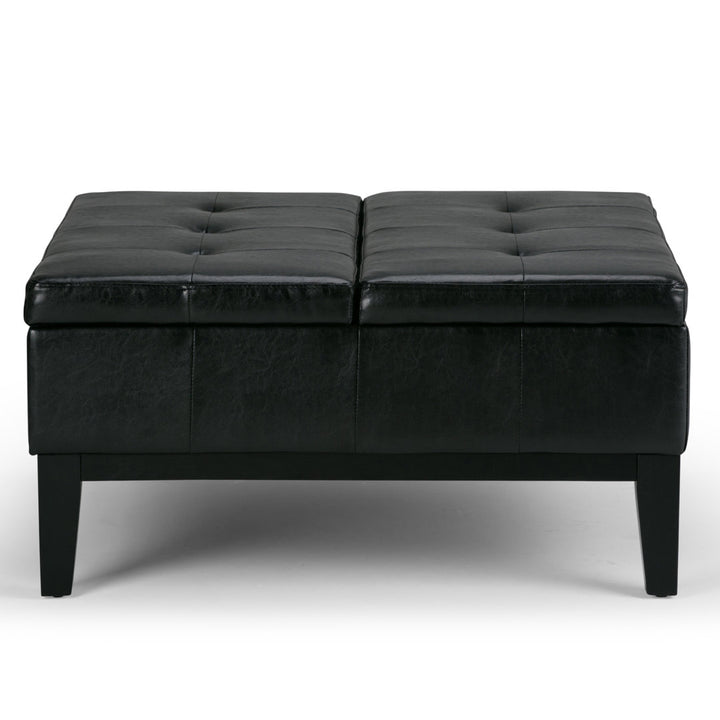Dover Square Coffee Table Storage Ottoman,Assembled Simpli Home Fabric: Midnight Black