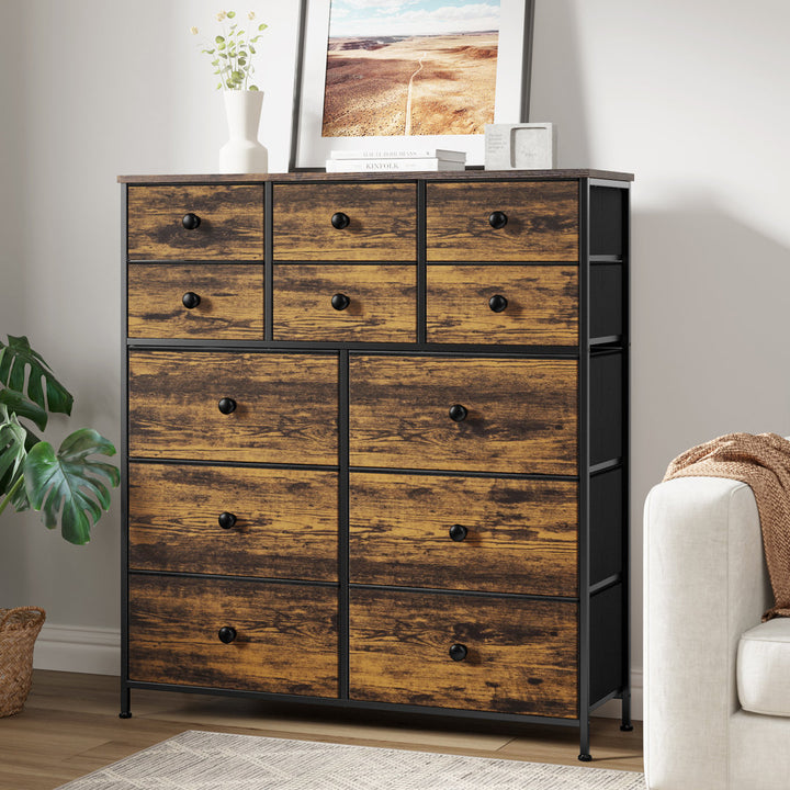 Ojaswi Dresser 12 Chest of Drawers, Closet with Wood Ebern Designs Color: Brown
