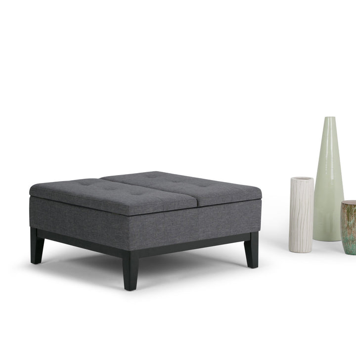 Dover Square Coffee Table Storage Ottoman,Assembled Simpli Home Fabric: Slate Gray
