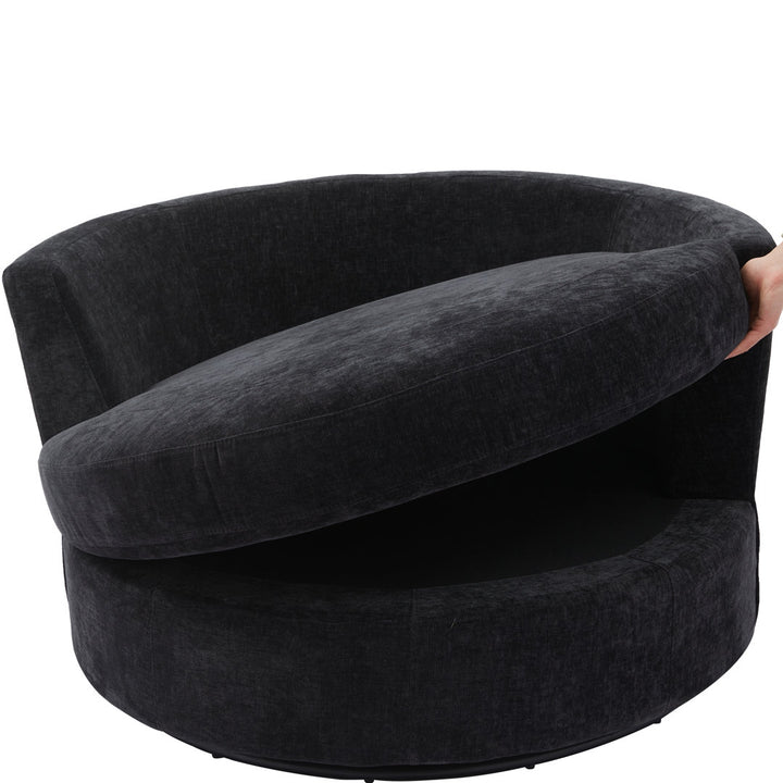 42" Wide Slipcovered Swivel Barrel Chair Latitude Run® Body Fabric: Black Chenille