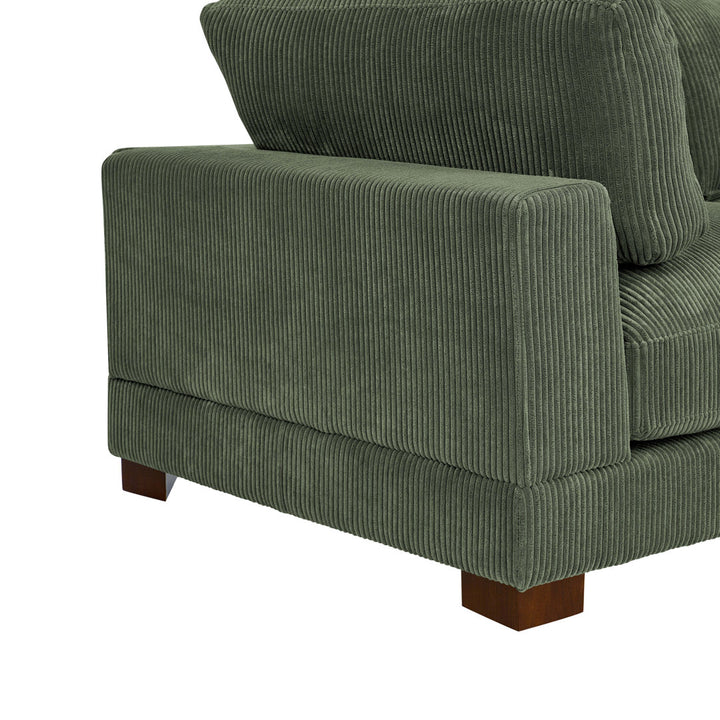 Andreco 144" Wide Reversible Modular Corner Sectional with Ottoman Wade Logan® Body Fabric: Hunter Green Corduroy