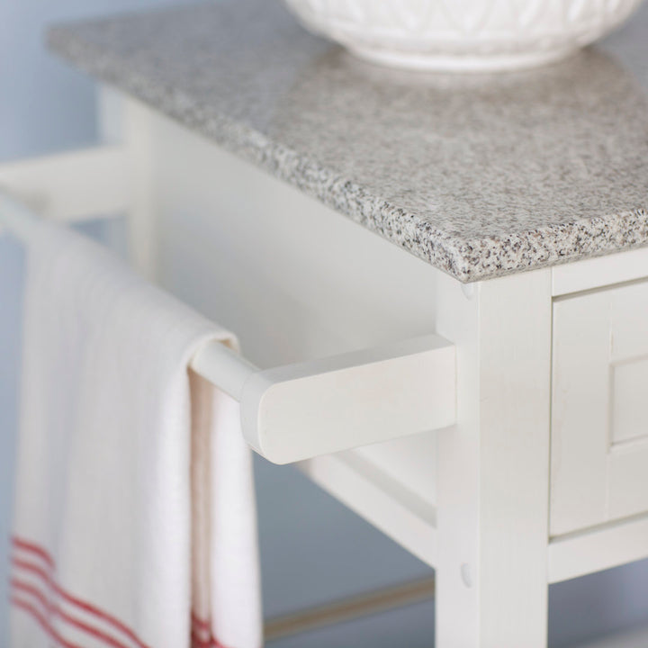 Sariol Granite Top Wood Kitchen Cart with Storage Ebern Designs Base Finish: White