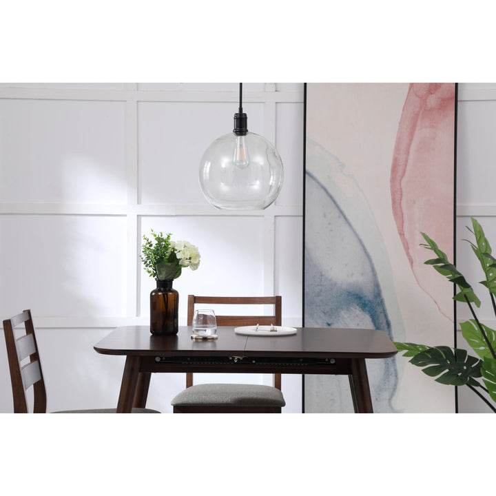 Hammel 1 - Light Single Globe Pendant Wade Logan® Size: 14.8" H x 12.5" W x 12.5" D Finish: Black