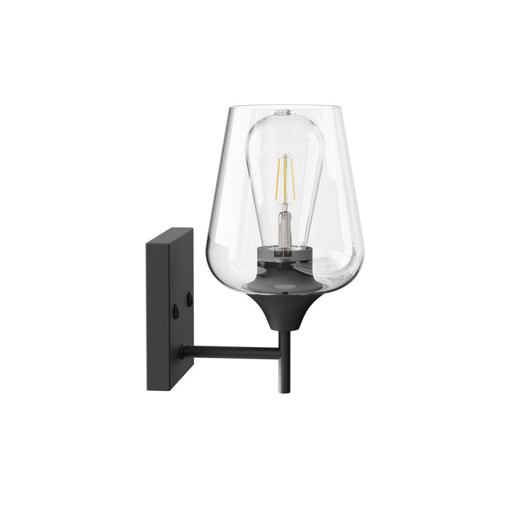 Herriman 1 - Light Dimmable Armed Sconce Ebern Designs Shade Color: Clear Finish: Matte Black