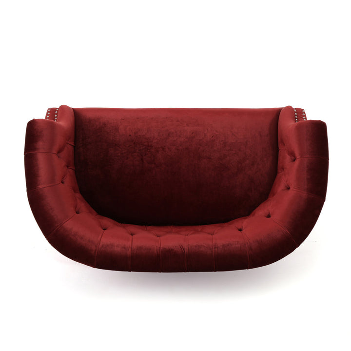 Charlotte 51.5" Velvet Rolled Arm Chesterfield Loveseat Mercer41 Fabric: Garnet Velvet