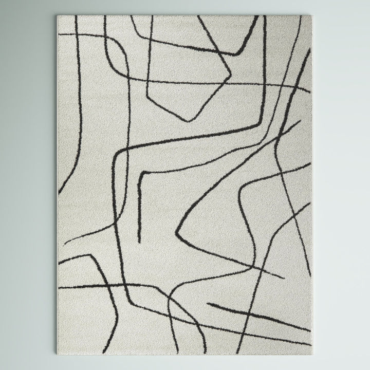 Goodrow Abstract Charcoal/White Area Rug Mercury Row® Rug Size: Rectangle 6'7" x 9'