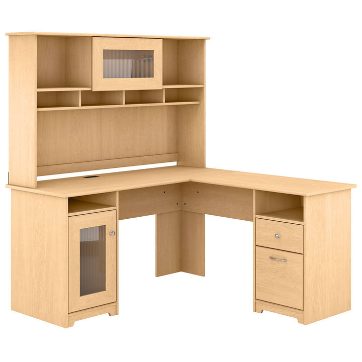 Shelonda L-Shape Executive Desk with Hutch Latitude Run® Color: Natural Maple