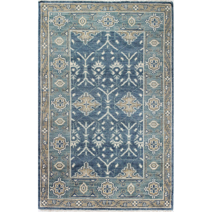 Jandreau Oriental Hand Knotted Wool Blue/Beige Area Rug Lark Manor™ Rug Size: Rectangle 7'6" x 9'6"