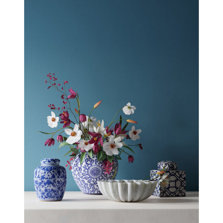 Chadwicks Blue/White Ceramic Jar Birch Lane™ Size: 8.25'' H x 6.25'' W x 6.25'' D